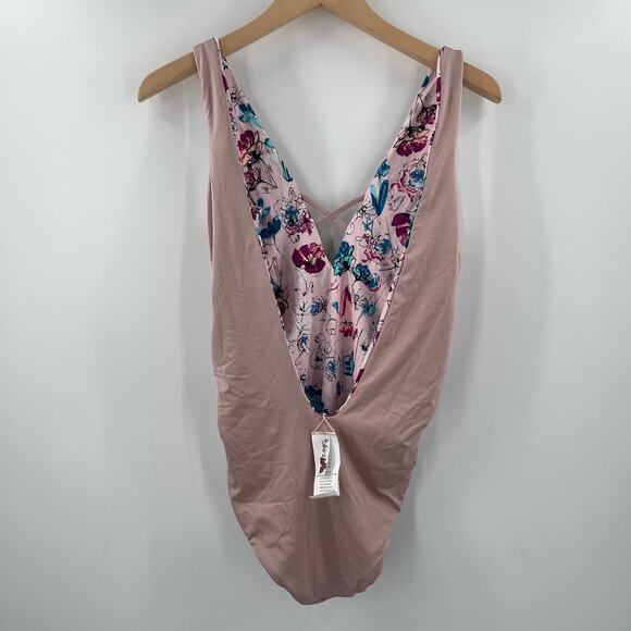 THE BIKINI LAB Swimsuit Size Large Reversible One Piece Floral Solid Beach NWT - Picture 6 of 16